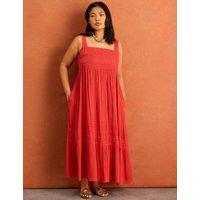Live Unlimited London Crinkle Pintuck Midaxi Tiered Dress Orange