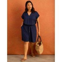 Live Unlimited London Linen Blend High Waisted Shorts Navy