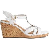Dune London Wide Fit Leather Plait Detail Wedge Sandals White