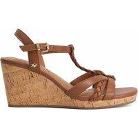 Dune London Wide Fit Leather Plait Detail Wedge Sandals Tan