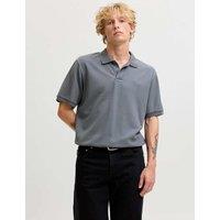 JACK & JONES Cotton Blend Textured Polo Shirt Grey