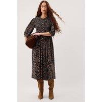 Monsoon Jersey Floral Midi Skater Dress Black Mix