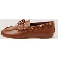 Monsoon Faux Leather Lace Up Flat Boat Shoes Chocolate
