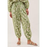 Monsoon Printed Cuffed Trousers Green Mix