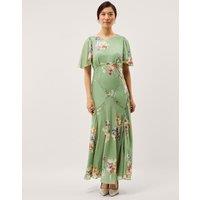 Monsoon Floral Midaxi Tea Dress Green Mix