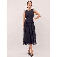 Monsoon Lace Midi Skater Dress Navy