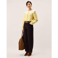 Monsoon Collared Lace Detail Cardigan Yellow