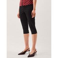 Monsoon Cotton Rich Cropped Capri Trousers Black