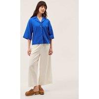 Monsoon Linen Rich Collared Button Detail Shirt Dark Blue