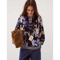 Monsoon Linen Rich Floral Top Navy Mix