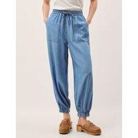 Monsoon Pure Lyocell Drawstring Cuffed Joggers Blue Denim