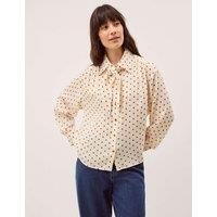 Monsoon Polka Dot Scarf Detail Shirt Ivory Mix