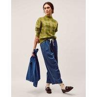 Monsoon Denim Drawstring Wide Leg Trousers Blue