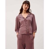 Monsoon Printed Collared Tie Detail Top Pink Mix