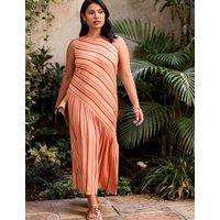 Live Unlimited London Multi Stripe Asymmetric Maxi Dress Multi
