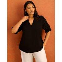 Live Unlimited London V-Neck Blouse Black