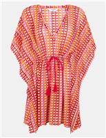 ACCESSORIZE Geometric Striped V-Neck Mini Relaxed Kaftan Multi