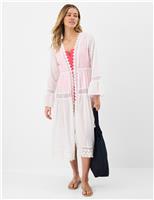 ACCESSORIZE Pure Cotton Broderie Midi Relaxed Kimono White