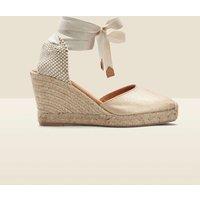 SOSANDAR Leather Metallic Wedge Espadrilles Gold