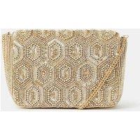 ACCESSORIZE Geometric Beaded Chain Strap Clutch Bag Gold