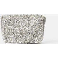 ACCESSORIZE Geometric Beaded Chain Strap Clutch Bag Silver