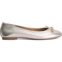Dune London Wide Fit Charm Trim Leather Ballet Pumps Gold
