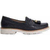Dune London Wide Fit Leather Cleated Block Heel Loafer Black