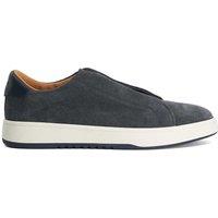 Dune London Wide Fit Leather Slip On Trainers Navy