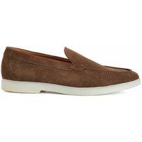 Dune London Wide Fit Suede Slip On Casual Loafers Dark Brown