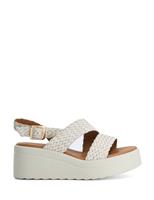 Dune London Wide Fit Woven Strappy Buckle Sandals Ecru