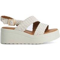 Dune London Wide Fit Woven Strappy Buckle Sandals Ecru