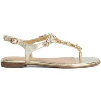 Dune London Wide Fit Embellished Ankle Strap Flat Sandals Gold