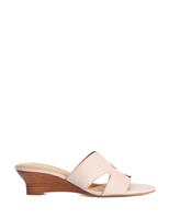 Dune London Wide Fit Leather Wedge Mules Blush