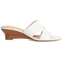 Dune London Wide Fit Leather Wedge Mules White