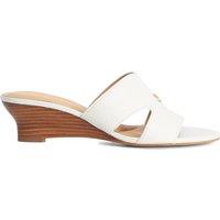 Dune London Wide Fit Leather Wedge Mules White