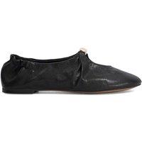 Dune London Leather Flat Round Toe Ballet Pumps Black
