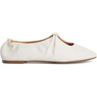 Dune London Leather Flat Round Toe Ballet Pumps White