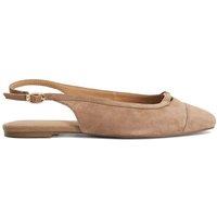 Dune London Wide Fit Suede Flat Slingback Shoes Beige