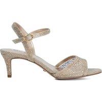 Dune London Wide Fit Ankle Strap Kitten Heel Sandals Gold