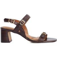 Dune London Leather Double Strap Buckle Sandals Dark Brown