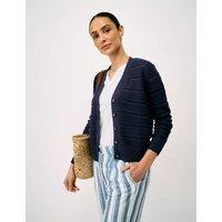 Crew Clothing Pure Cotton Textured V-Neck Cardigan Navy