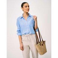 Crew Clothing Linen Rich Collared Shirt Light Blue