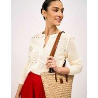 Crew Clothing Pure Cotton Textured Cardigan Ivory