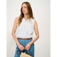Crew Clothing Linen Rich Top QT White