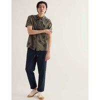 Seasalt Cornwall Pure Cotton Embroidered Short Sleeve Shirt Green Mix