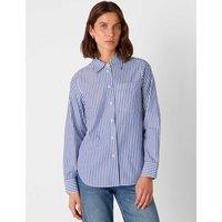Whistles Pure Cotton Striped Relaxed Shirt Blue Mix
