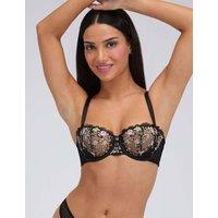 Boux Avenue Zinnia Embroidered Wired Balconette Bra (B-G) Black Mix