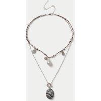 M&S Cord Multirow Necklace Silver