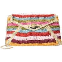 Dune London Raffia Striped Chain Strap Clutch Bag Multi