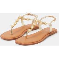 ACCESSORIZE Metallic Sun Toe Thong Sandals Gold